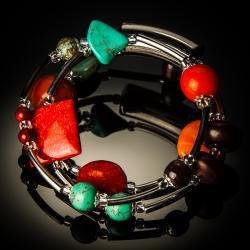 Turquoise Red Coral Twist Bracelet 766