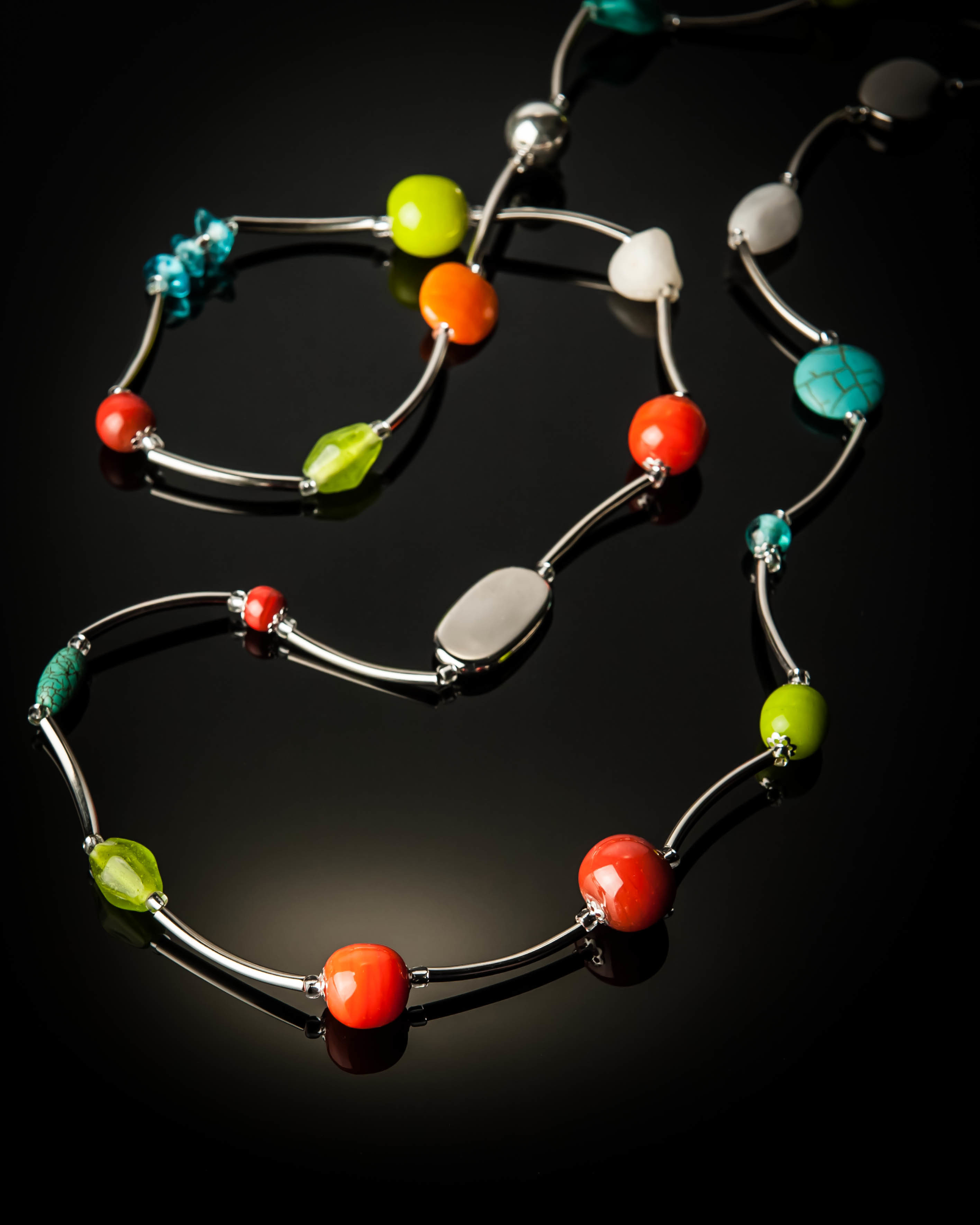 Turquoise Lime Green Stainless Steel Necklace 674