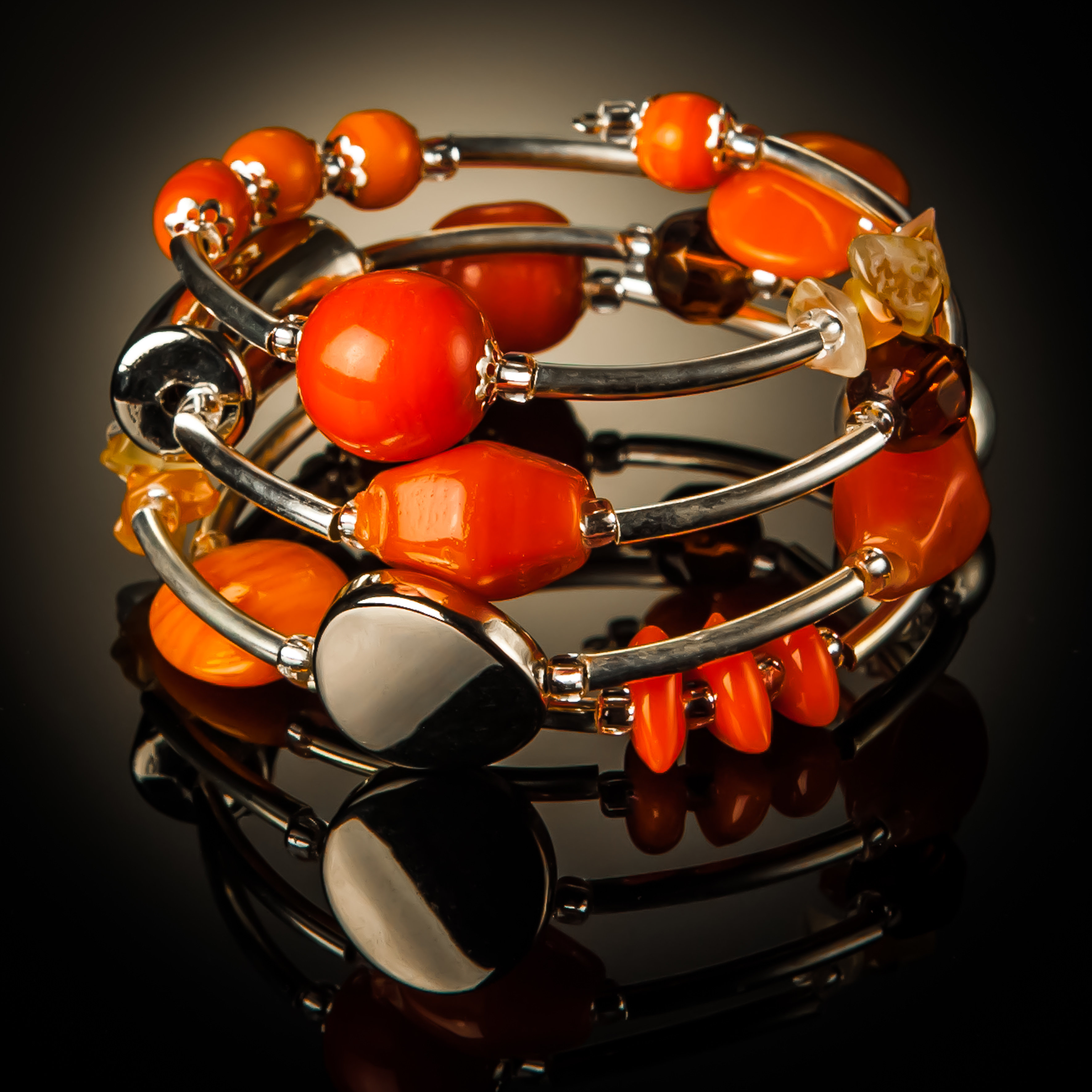 Orange Glass Twist Bracelet 673