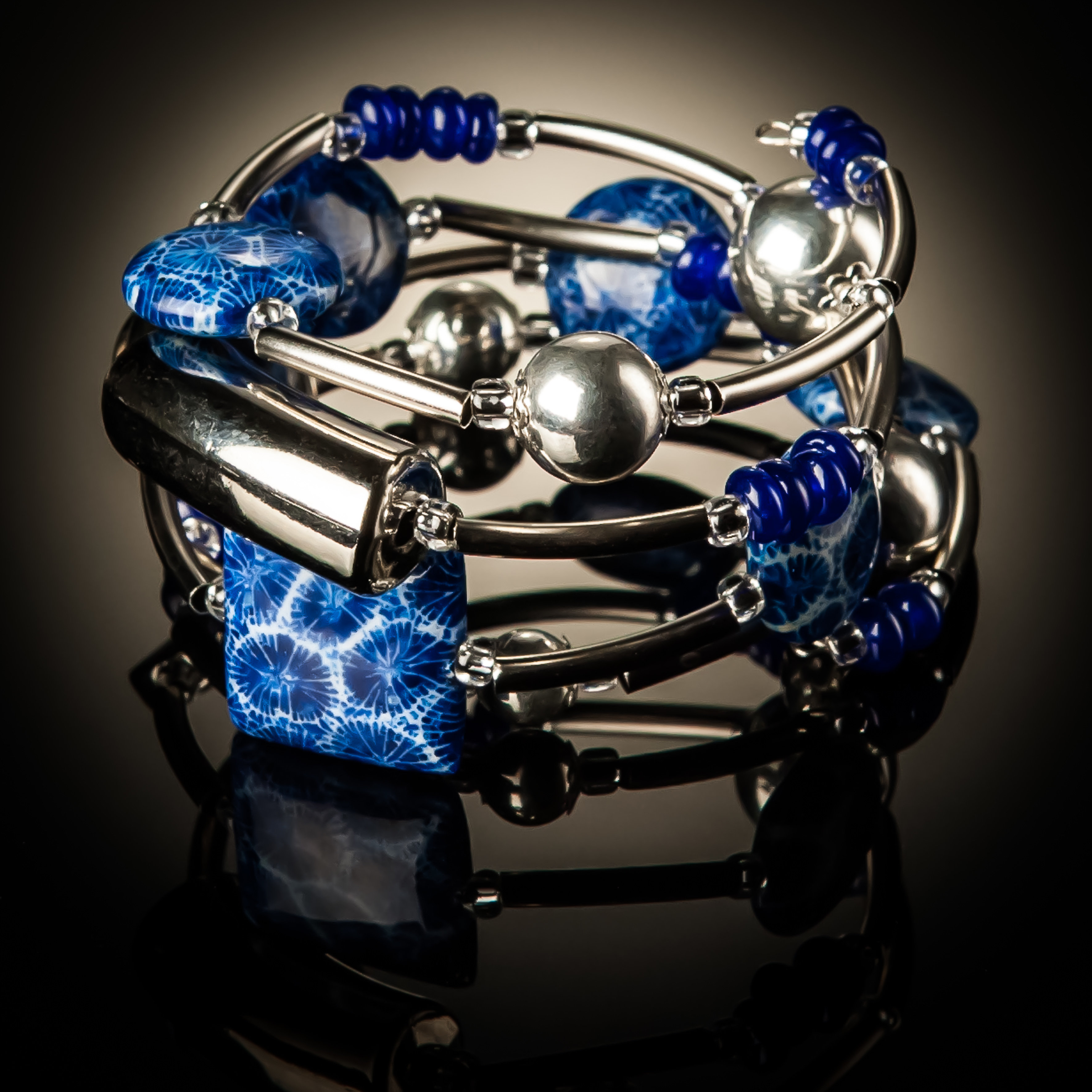 Blue Coral Twist Bracelet 648 Blue
