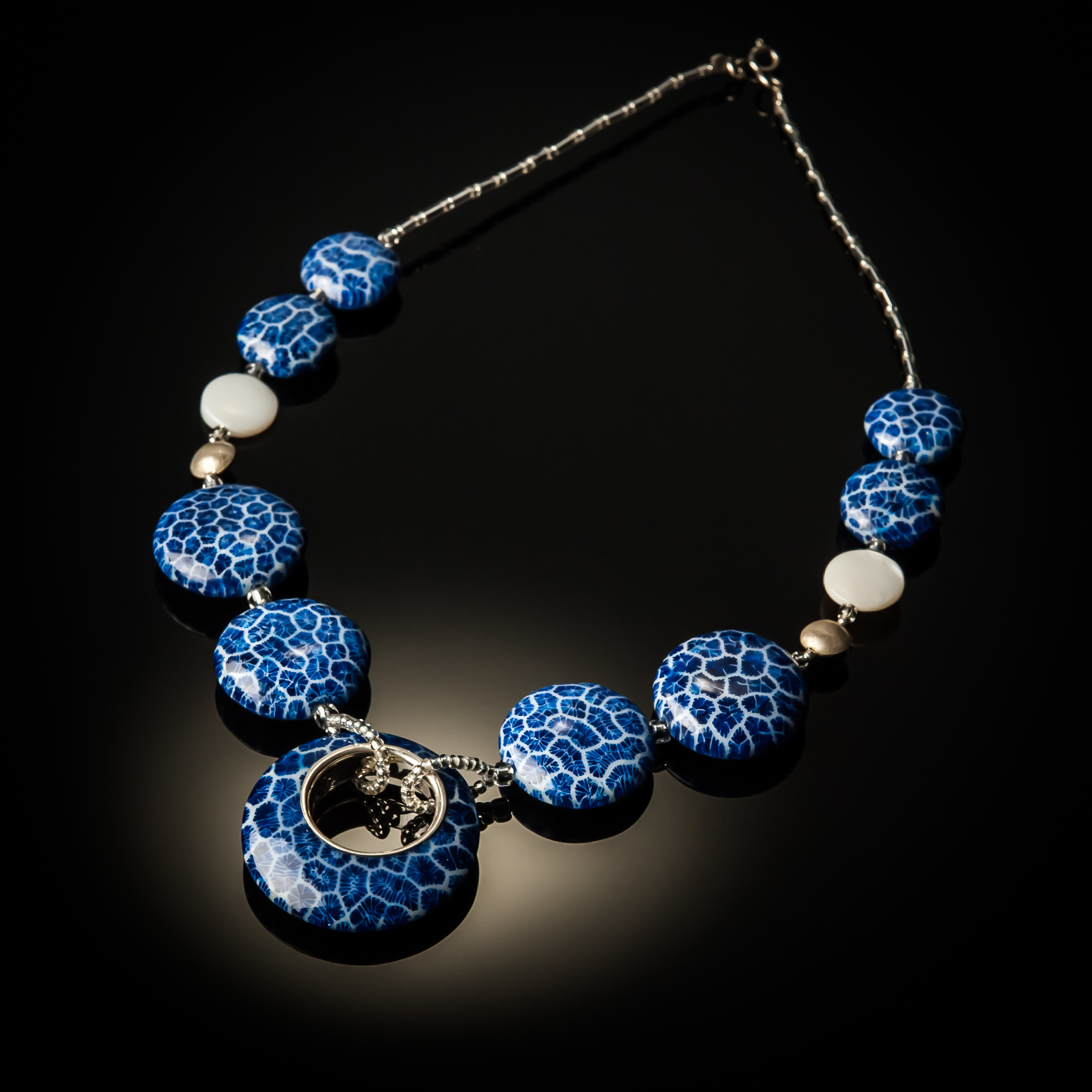 Blue Coral Sterling Silver Necklace 646B