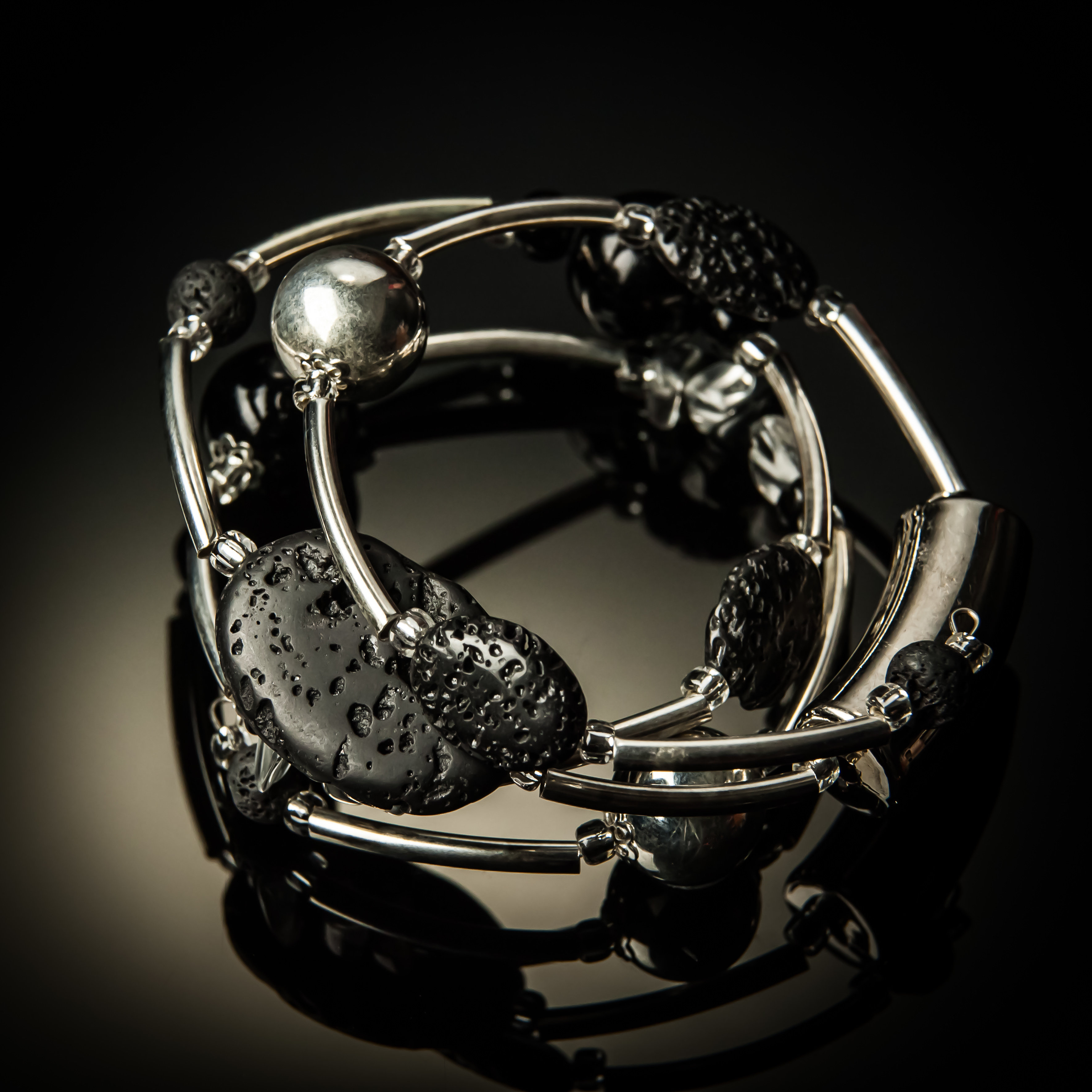 Black Lava Rock Twist Bracelet 622