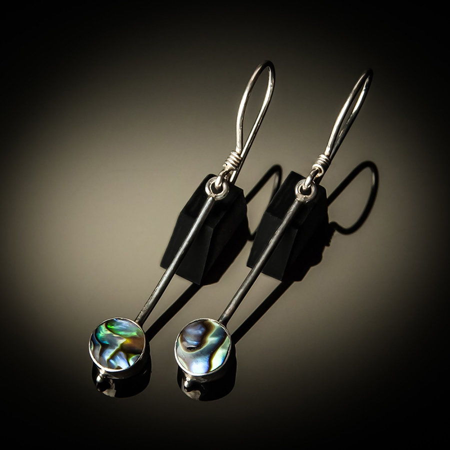 Abalone Drop Sterling Silver Earrings LB-237-Paua shell (abalone)