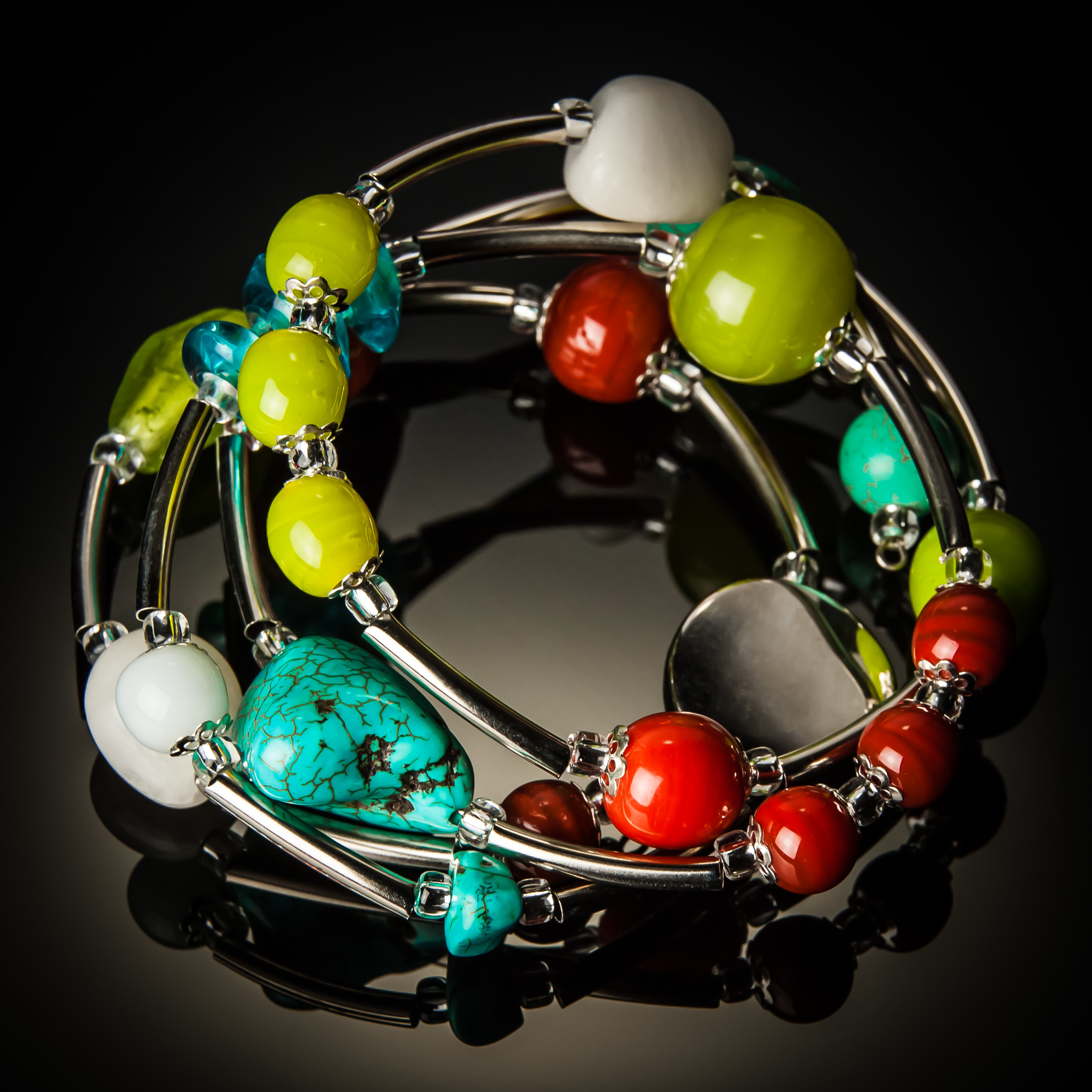 Turquoise Multi color Spring Mix Twist Bracelet 671