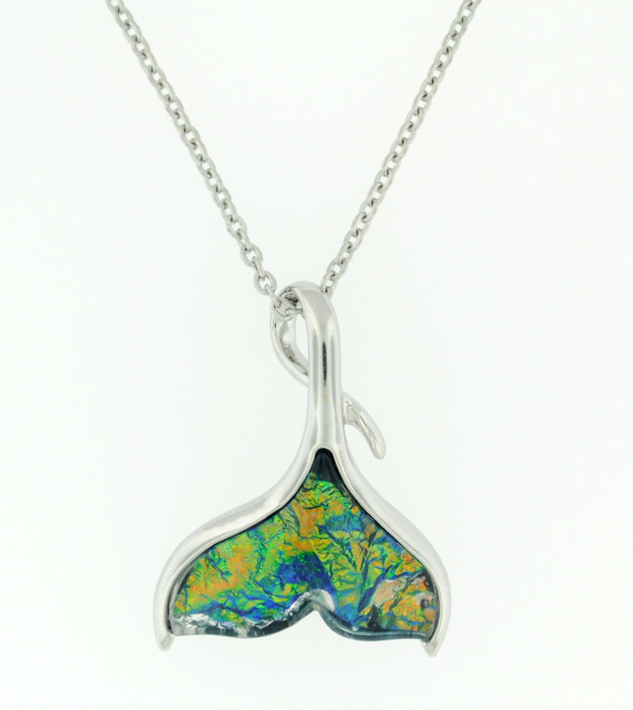 Green/Blue Whale Tail Necklace