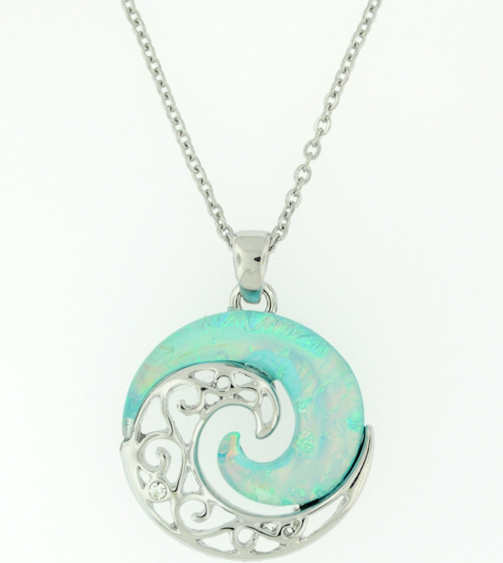 light blue mandala circle necklace