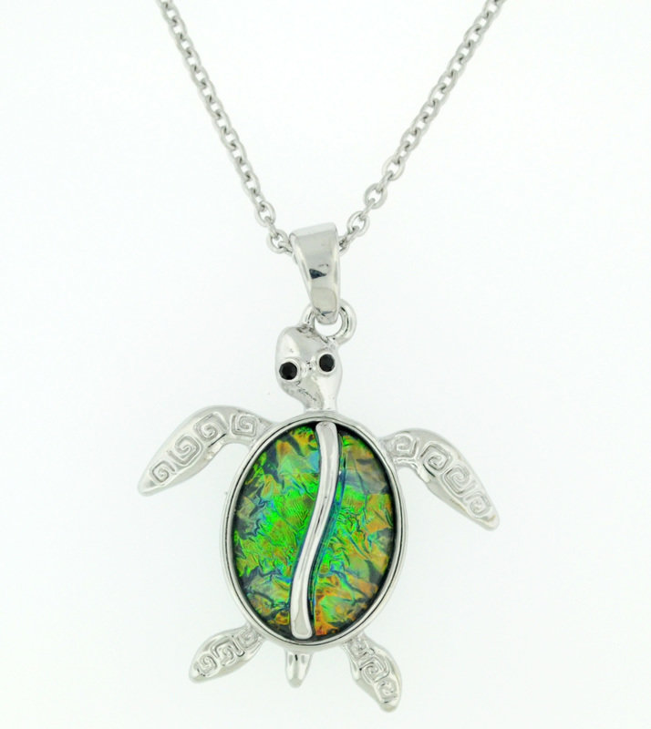 blue/green sea turtle necklace
