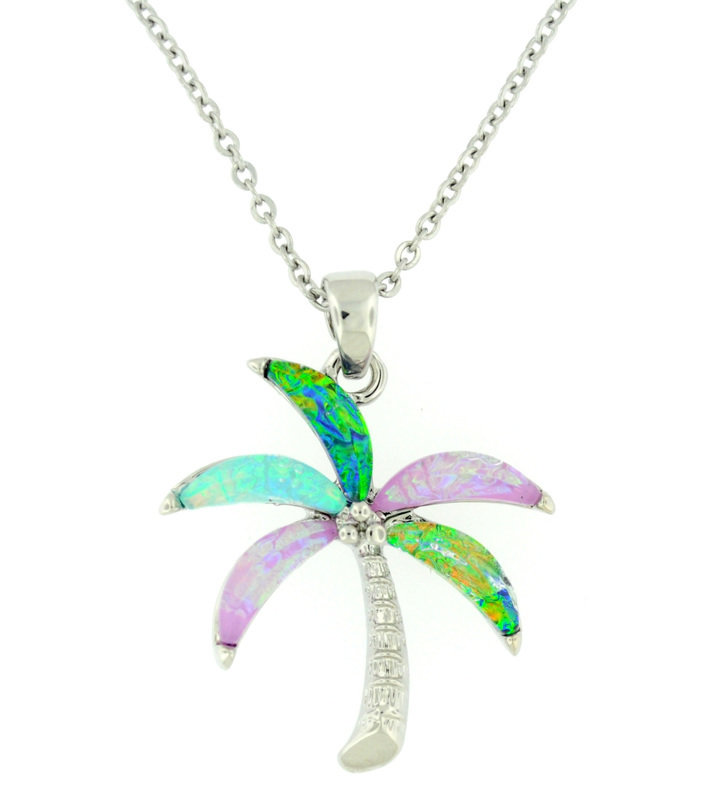 Multicolor palm tree necklace