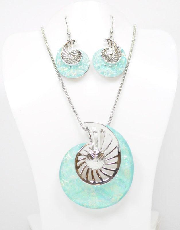Light Blue Ammonite Necklace