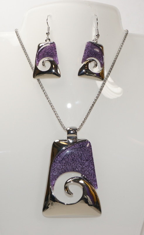 Abstract Wave Necklace and Earrings Set STN-58