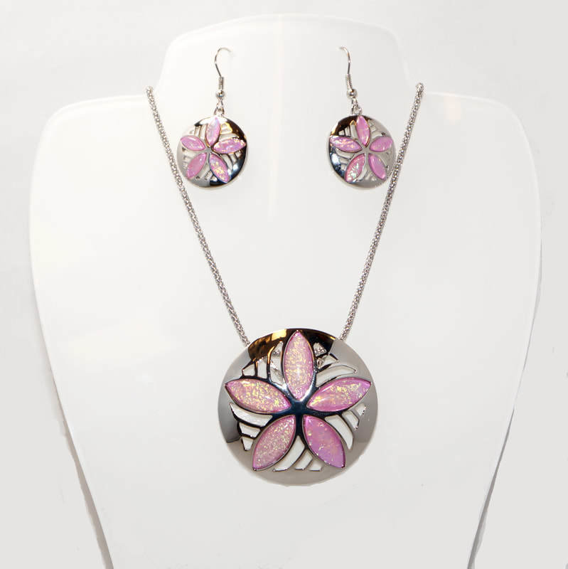Sand Dollar Necklace and Earrings Set STN-91