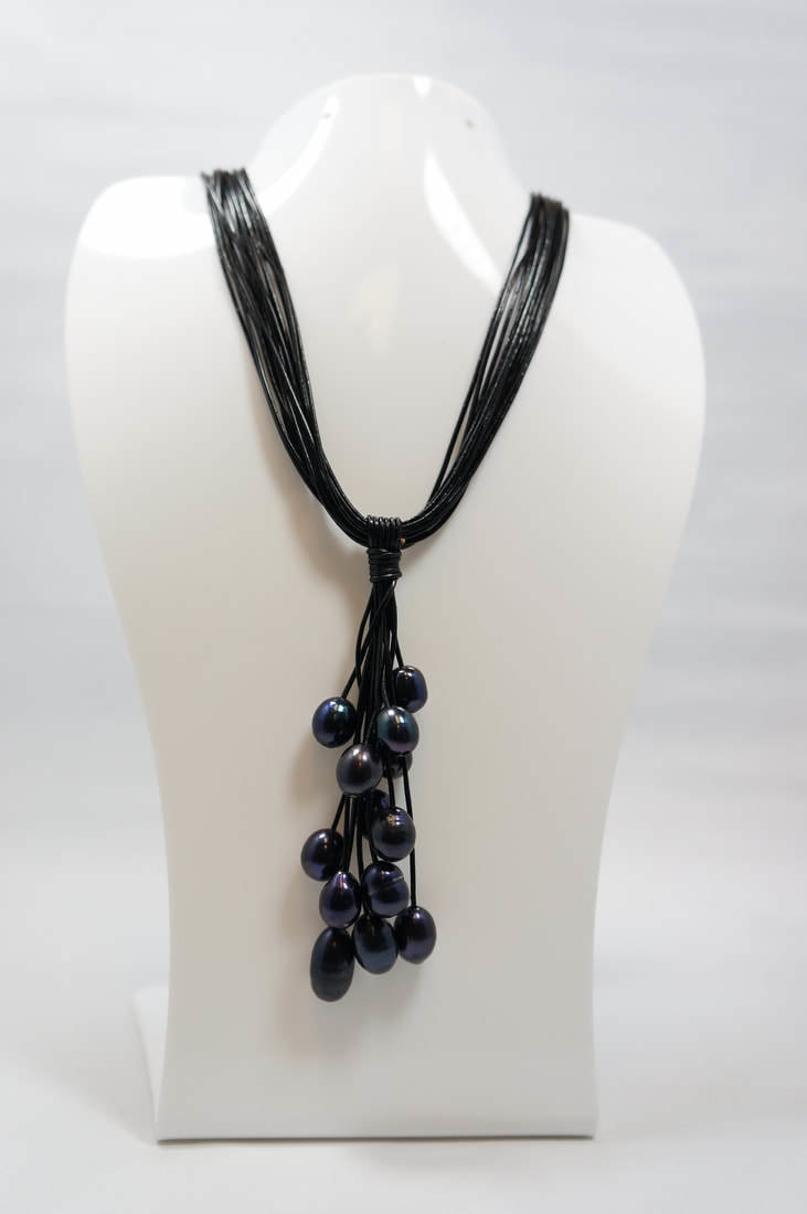 Black Pearls with Black Leather