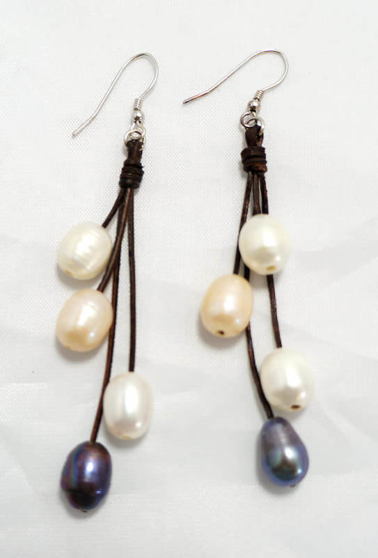 Brown Leather with Multi-Color Pearls