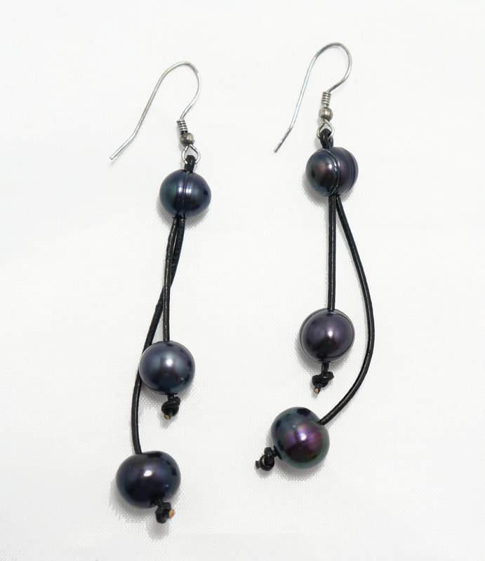 Black Leather with Black Pearls