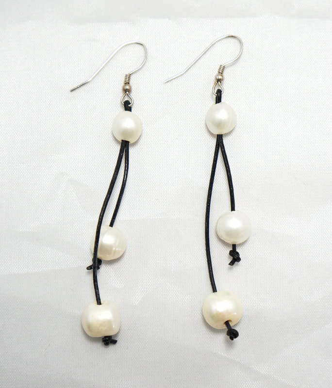 Black Leather with White Pearls