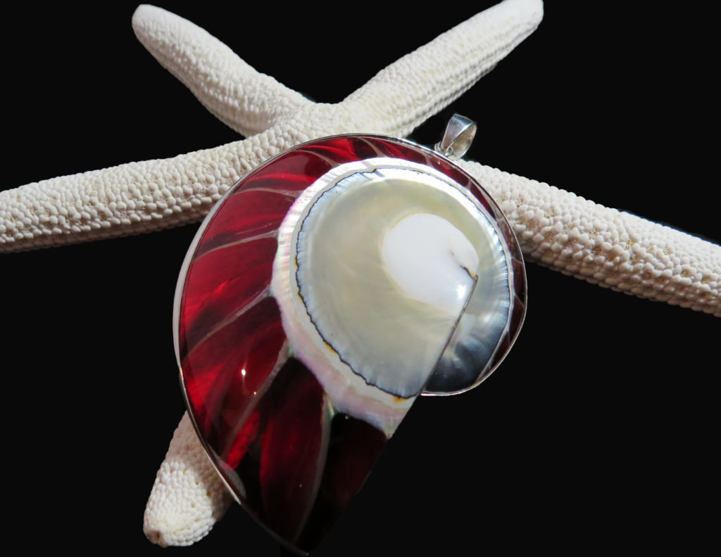 Nautilus Half Clear Red Shell P-APD-4273 Red