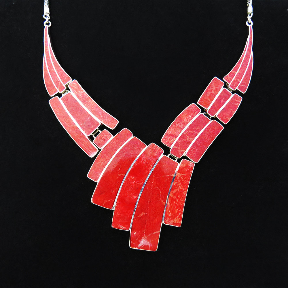 Red Coral Sterling Silver Necklace AKL-779 Red Coral