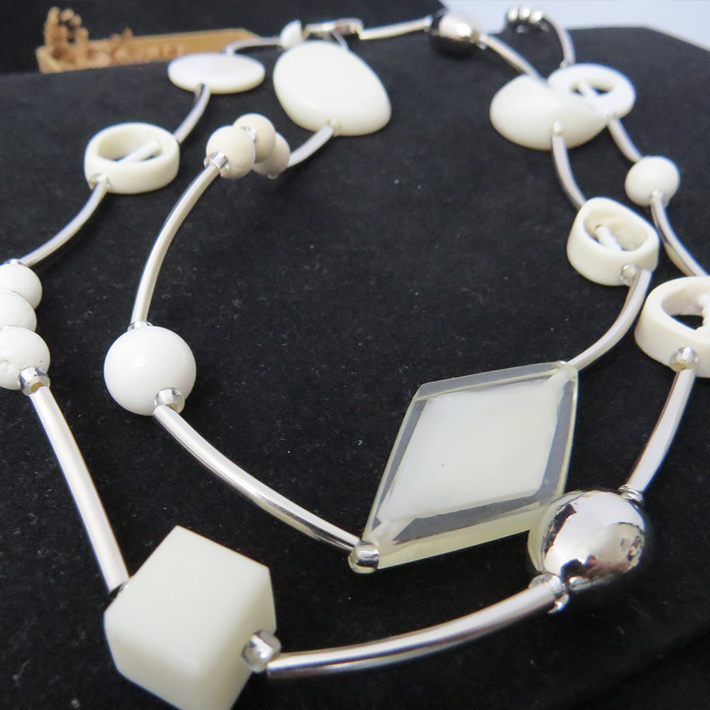 Stainless Steel White Beads Necklace NK-1301