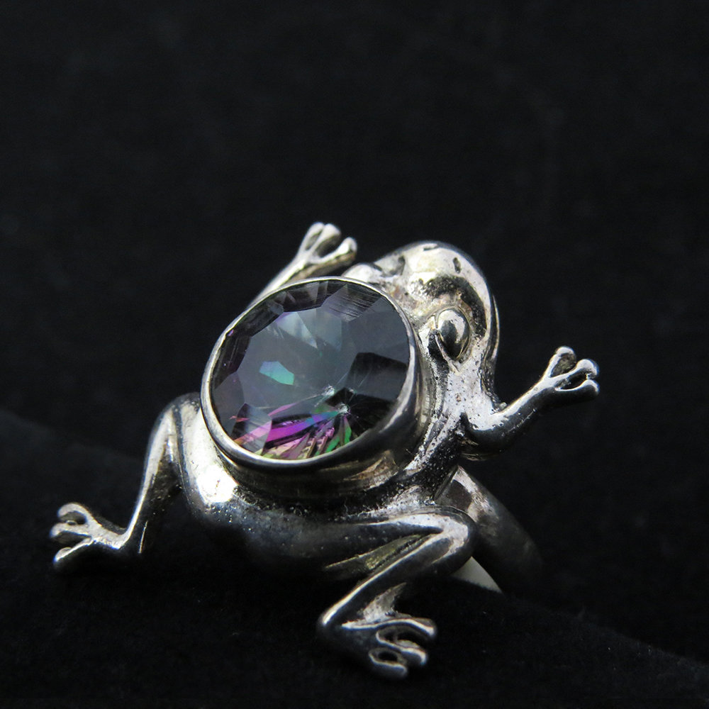 Sterling Silver Frog Design with Mystic Topaz R-ACC-2457 Mystic Topaz