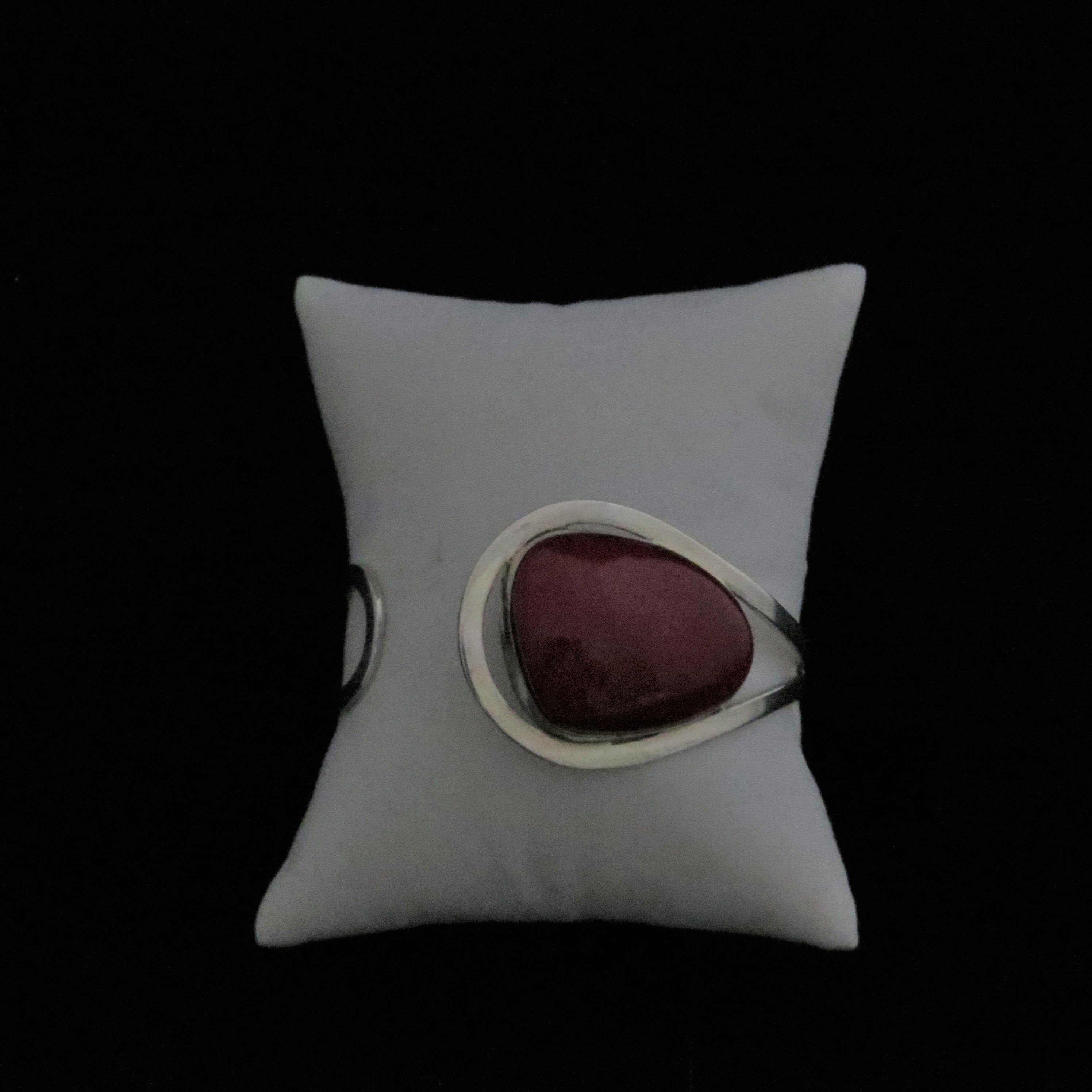 Sterling Silver Red Coral Adjustable Cuff BR-AGL-1760