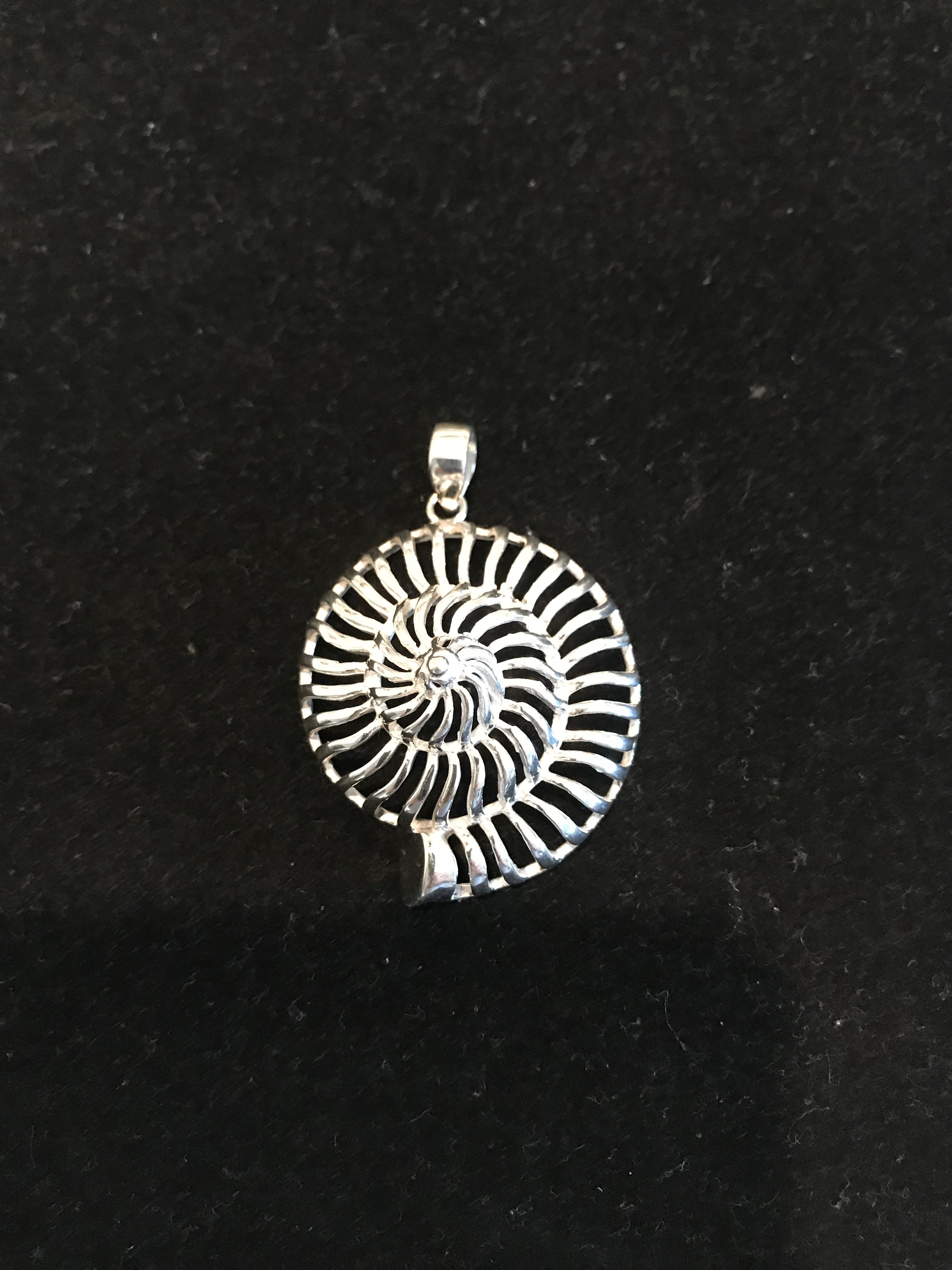 Sterling Silver Open Nautilus Shell Pendant P-09131