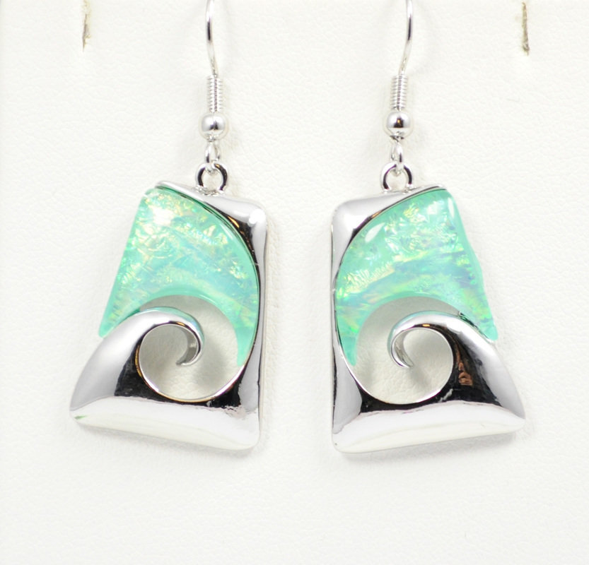 Wave Abstract Design in Light Ocean Blue Earrings STE-58-LBU