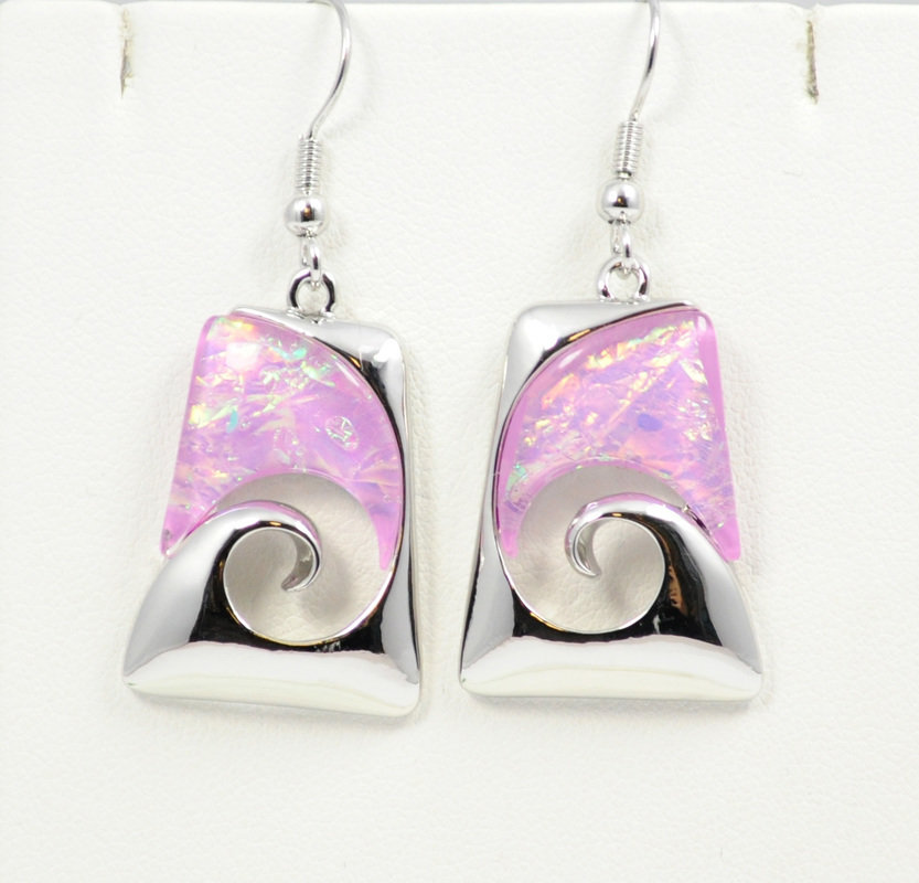 Wave Beach Pink Abstract Design Earrings STE-58-P
