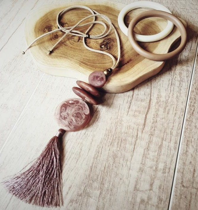 Mocha Leather Necklace with Smoked Brown NK-1386BMB