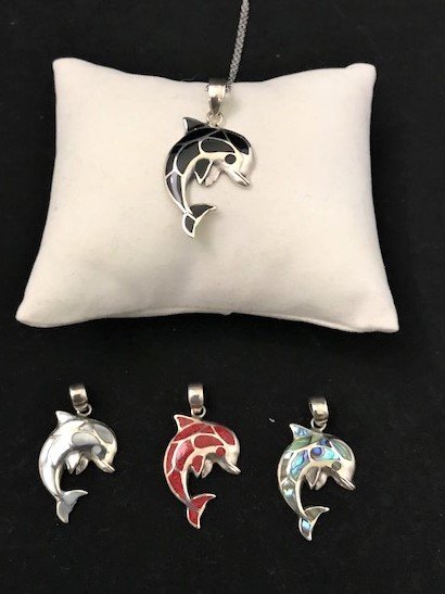 Sterling Silver Dolphin Pendant APD-9-Dolphin