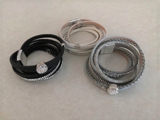 Leather Bracelet with Bling JBR-026-6824