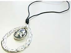 Leather Necklace with EX Teardrop JNL 005-6384