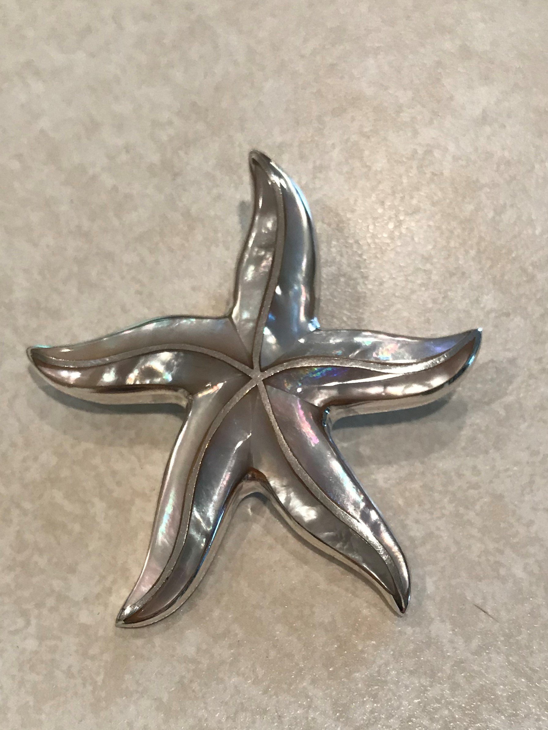 Sterling Silver Mother of Pearl Handmade Starfish P-09128 MOP