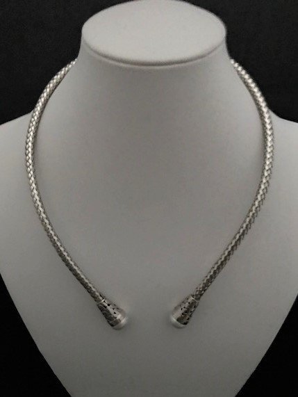 Sterling Silver Adjustable Necklace with Pearls AKL-800