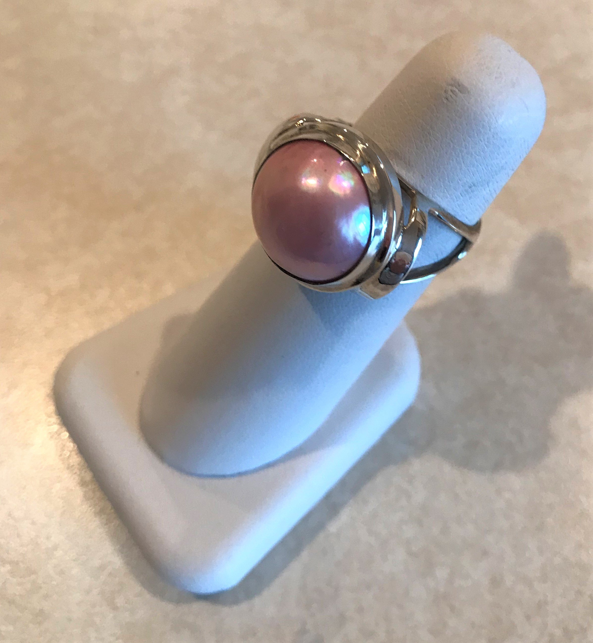Mabe Pearl Pink Sterling Silver Ring ACC-Pink