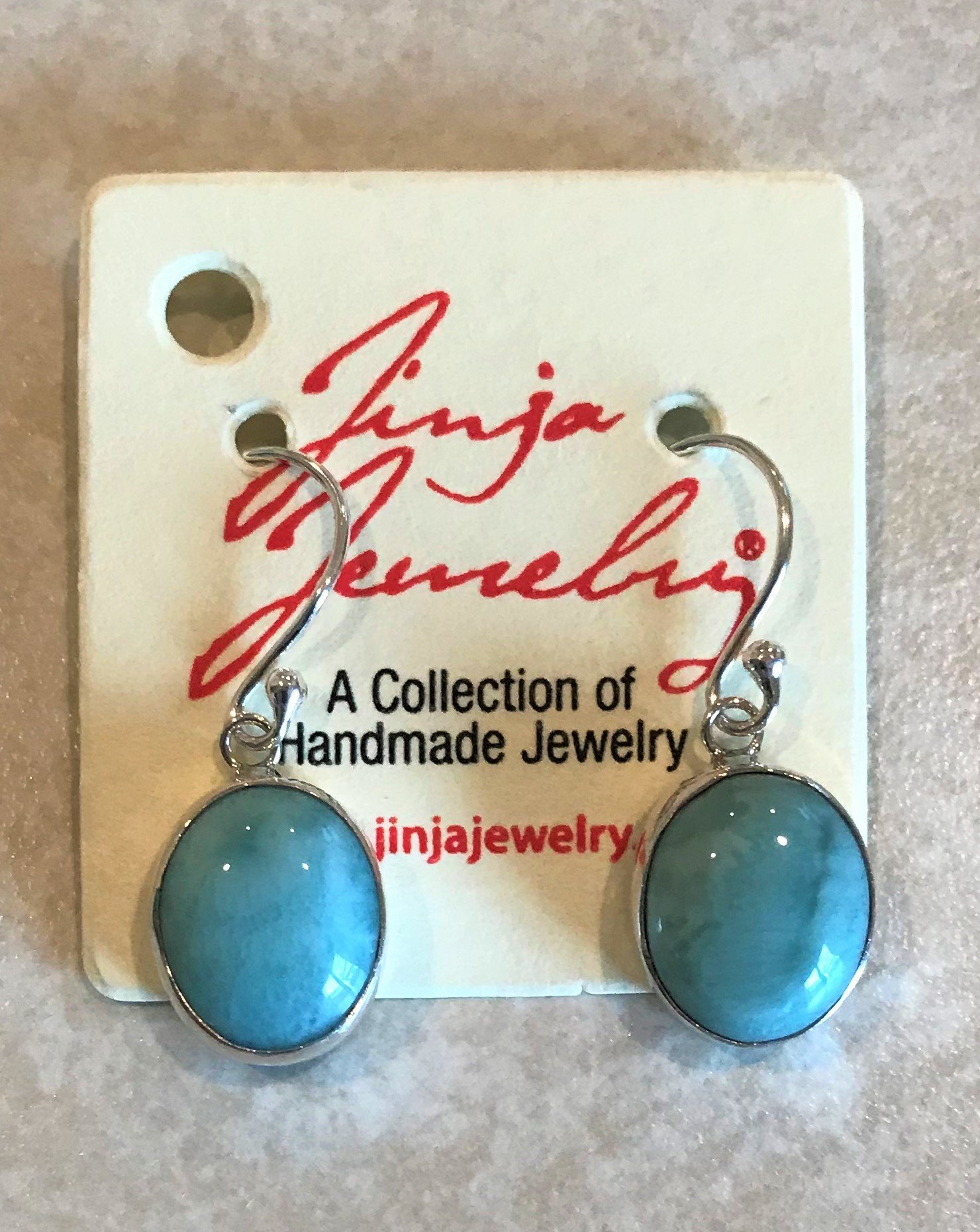 Sterling Silver Larimar Oval Earrings AER-4237