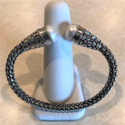 Mabe Pearl Sterling Silver Adjustable Bangle AGL-2291 Pearl 1