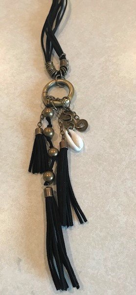 Boho Long Black Leather with Tassels 1254-Black