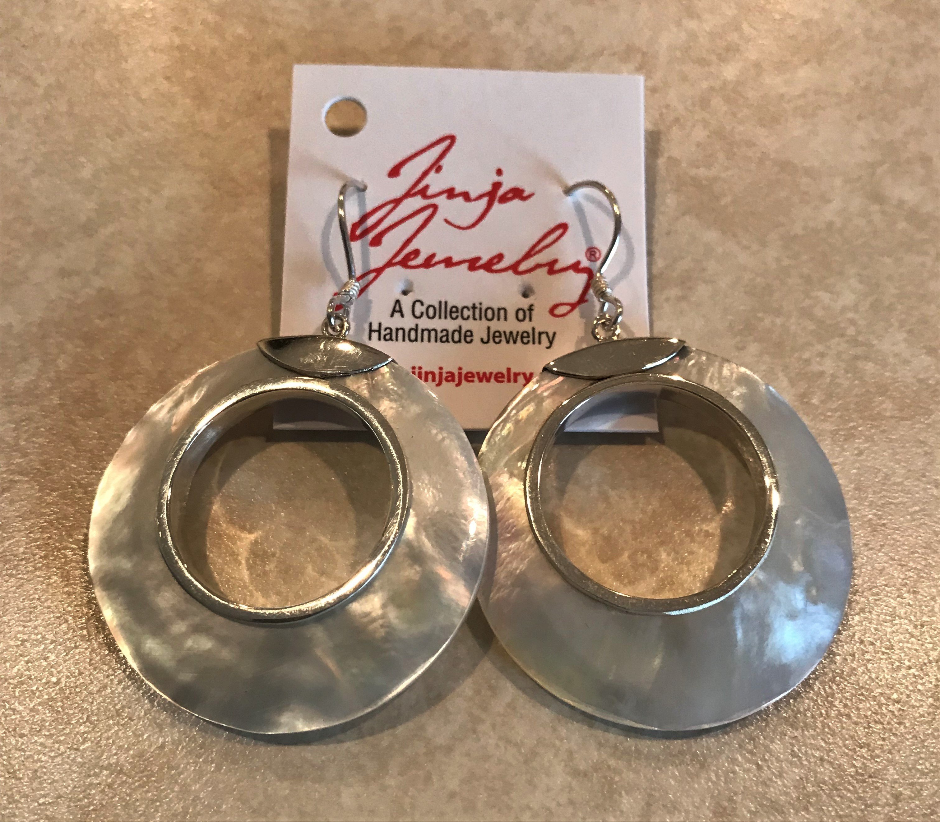 Sterling Silver White Mother of Pearl Open Earrings ER-09122-White