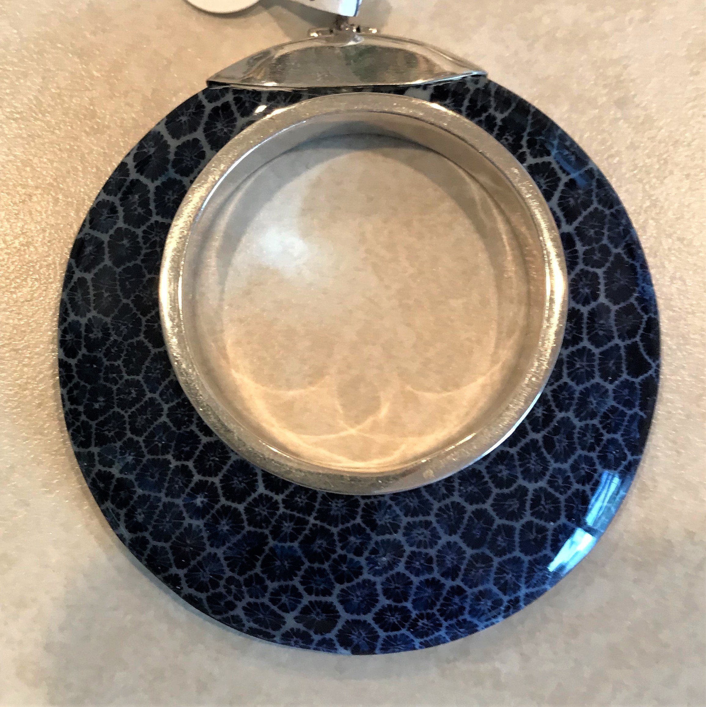 Sterling Silver Blue Coral Round Open Pendant P-09099-Blue