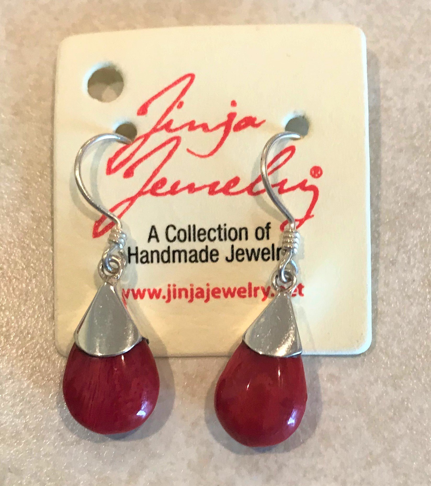 Red Coral Small Teardrop Earrings ER-09101A Red