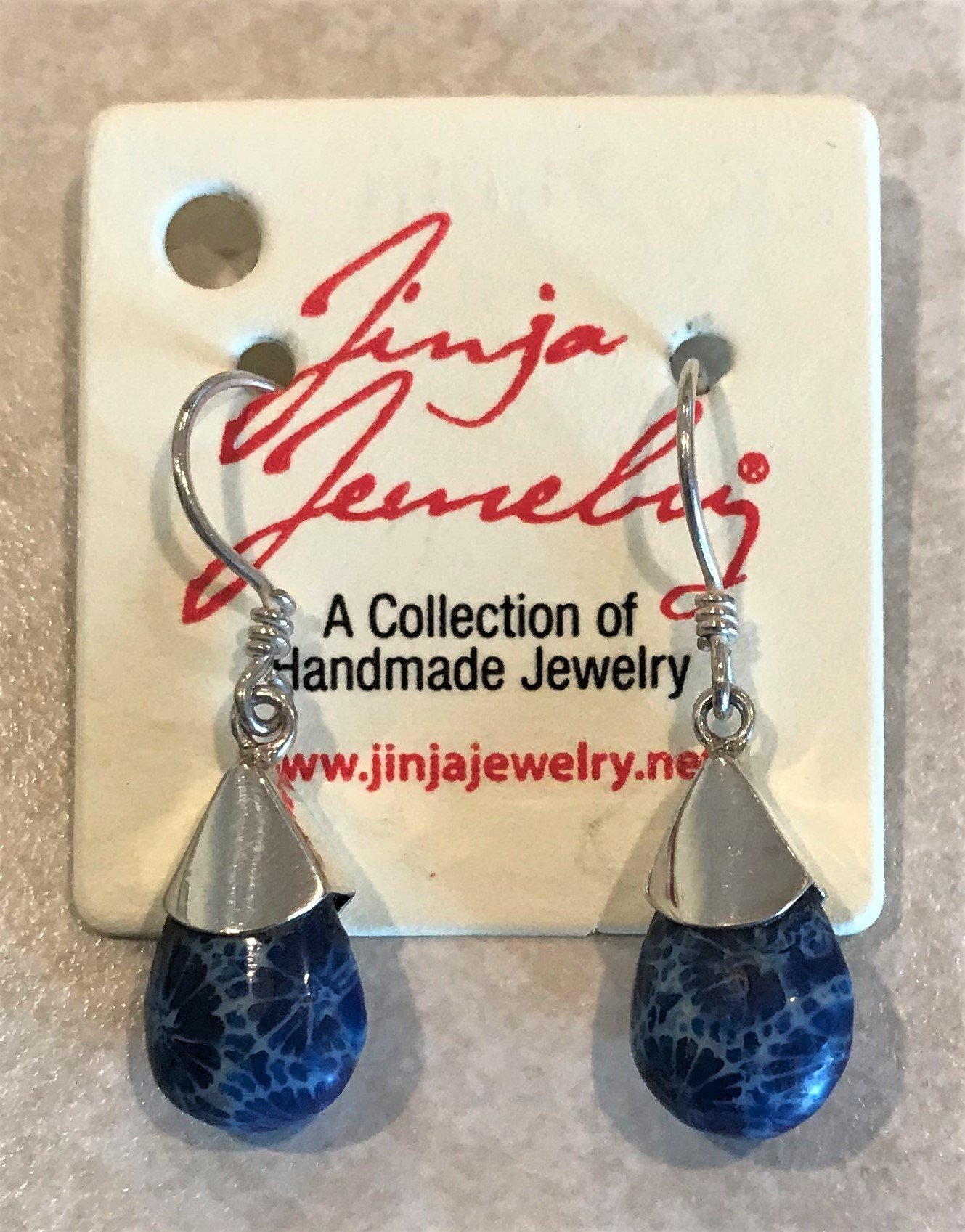 Blue Coral Small Teardrop Earrings ER-09101A Blue