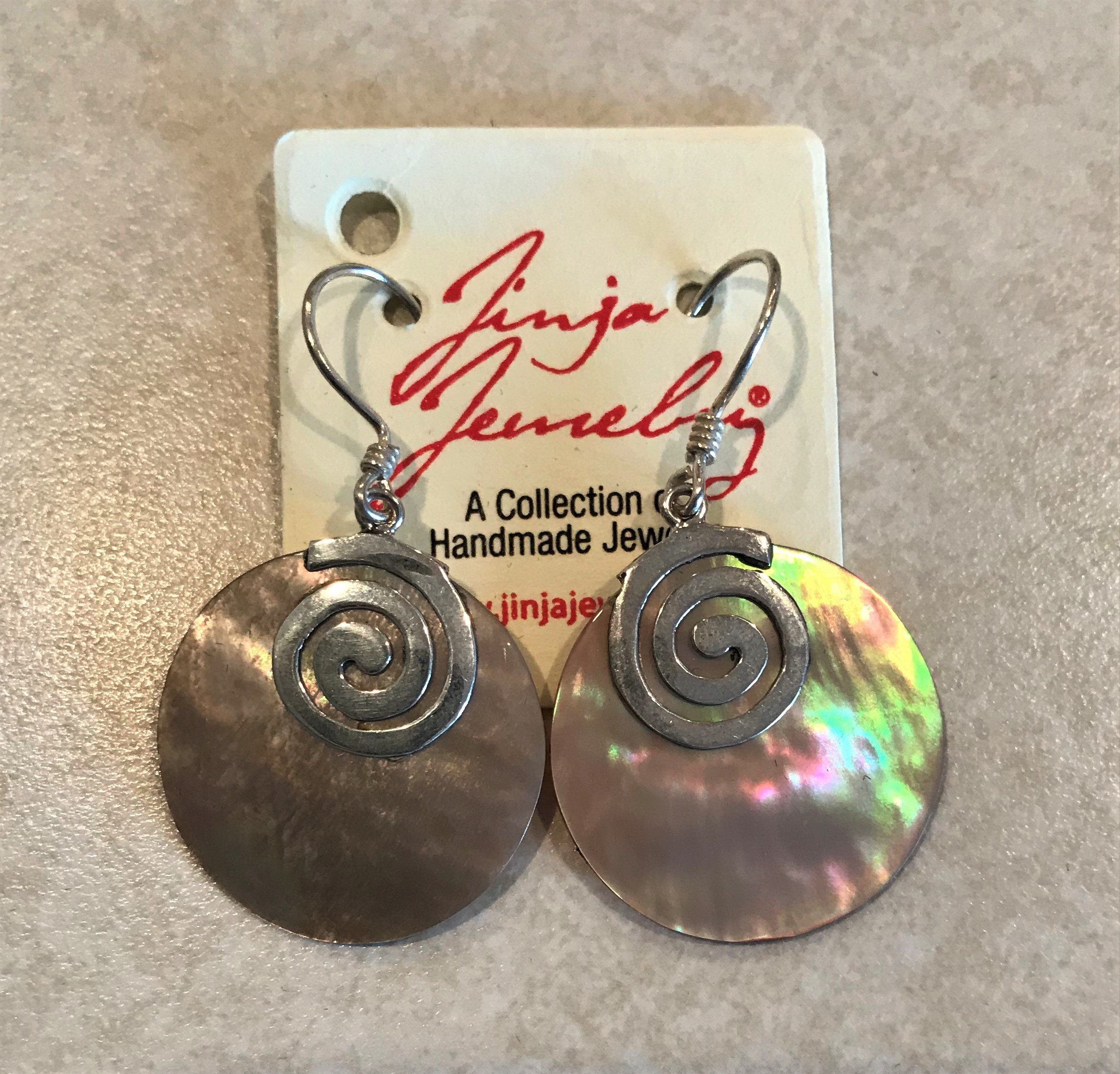 Brown Mother Of Pearl Swirl Earrings ER-09078 Brn