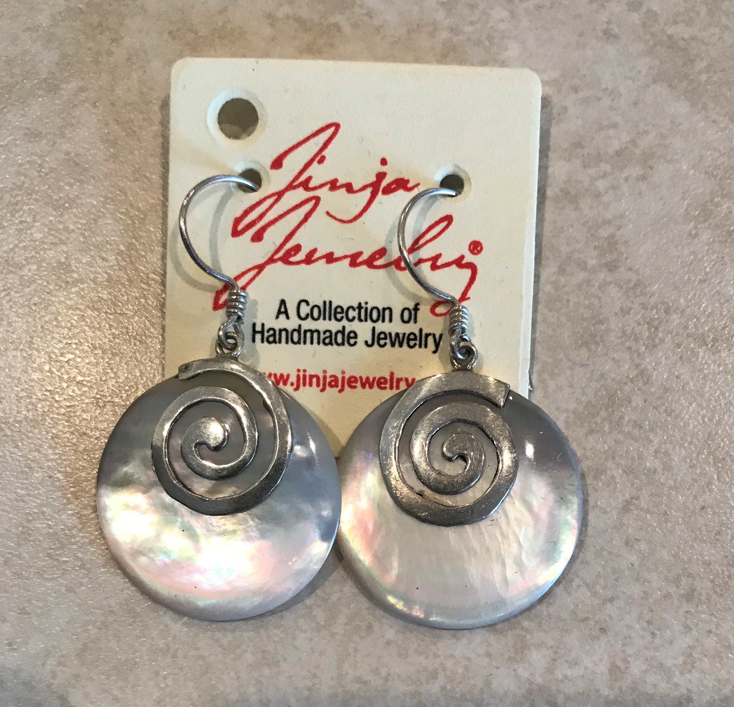 White Mother of Pearl Sterling Silver with Swirl ER-09078-White