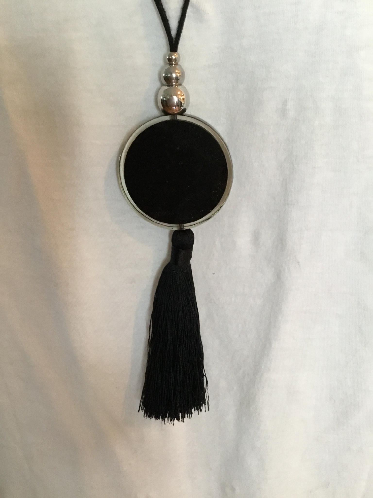 Black Leather with Black Disk and Black Tassel