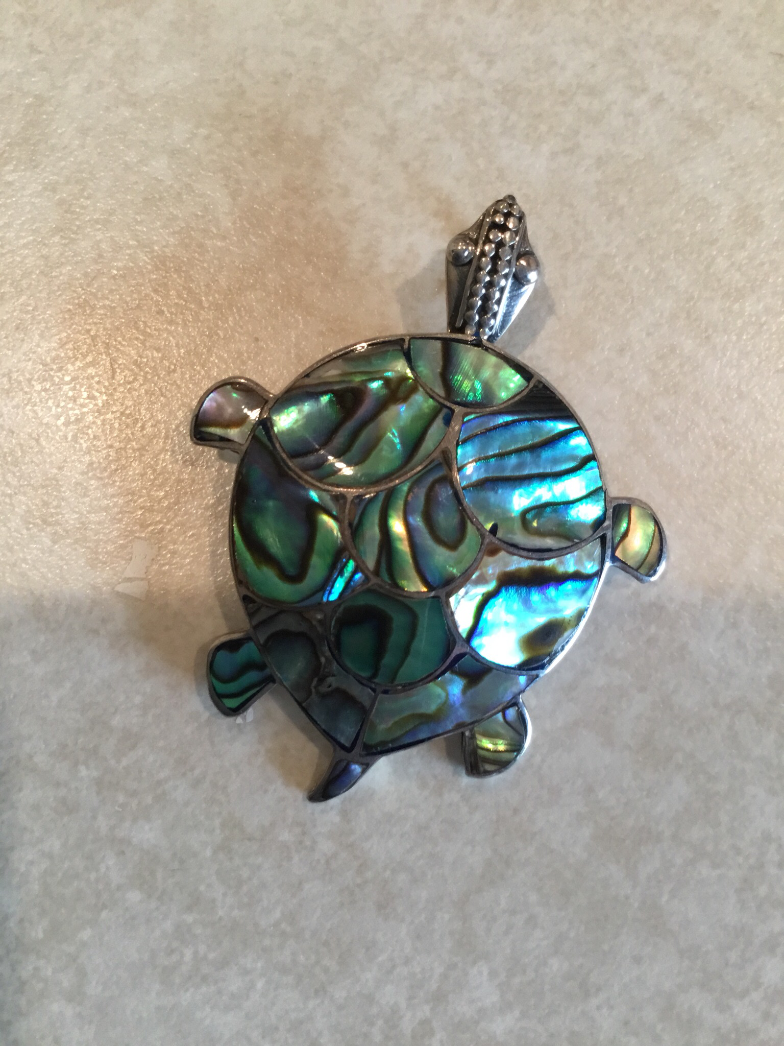 Abalone Handmade Turtle Pendant P-APD-2421