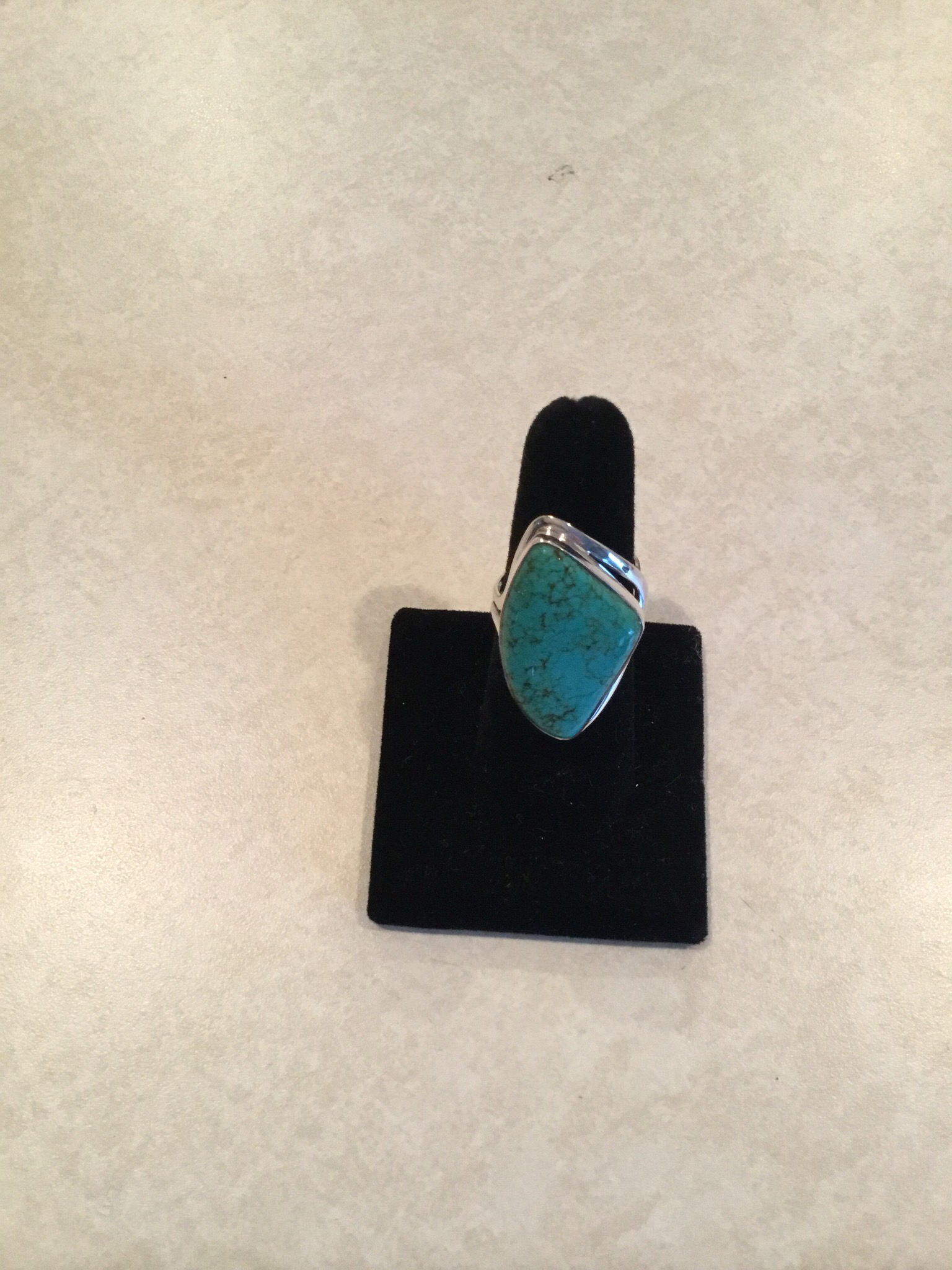 Sterling Silver Beautiful Abstract Blue Turquoise Ring ACC-Turq-12