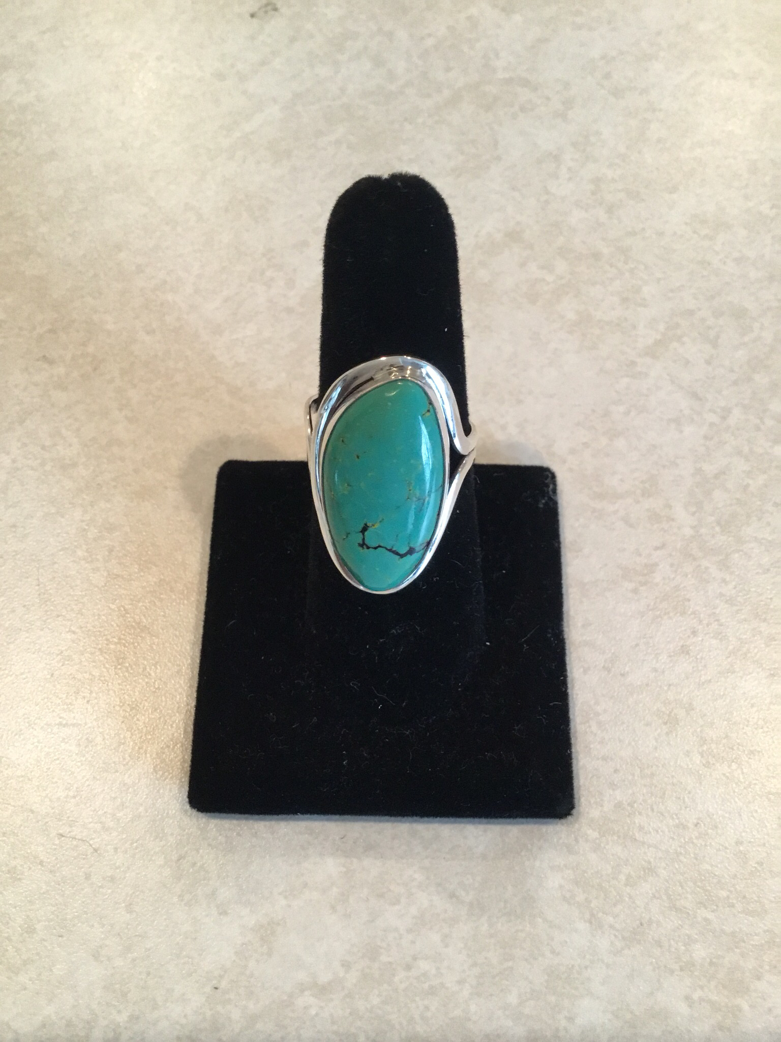 Sterling Silver Oval Angle Blue Turquoise Ring ACC-Turq-4