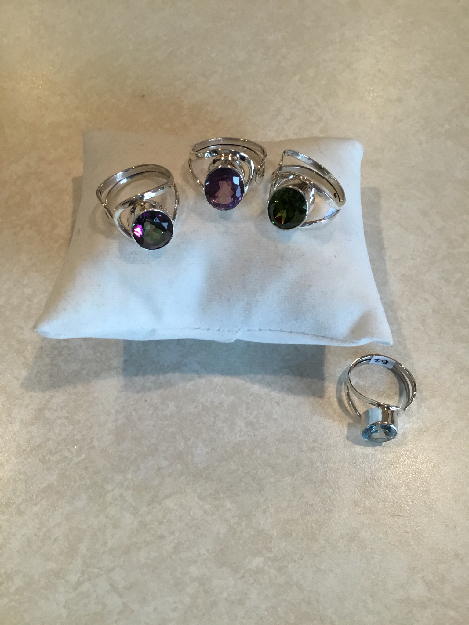 Sterling Silver Natural Gemstone Adjustable Ring R-124-105-Gemstone
