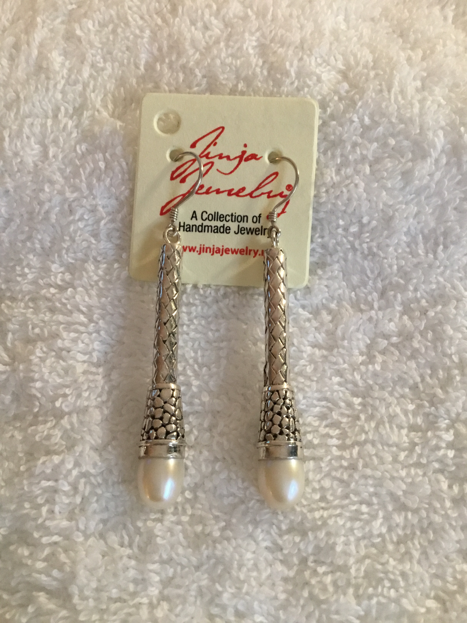 Sterling Silver Long Mabe Pearl earrings AER-4881