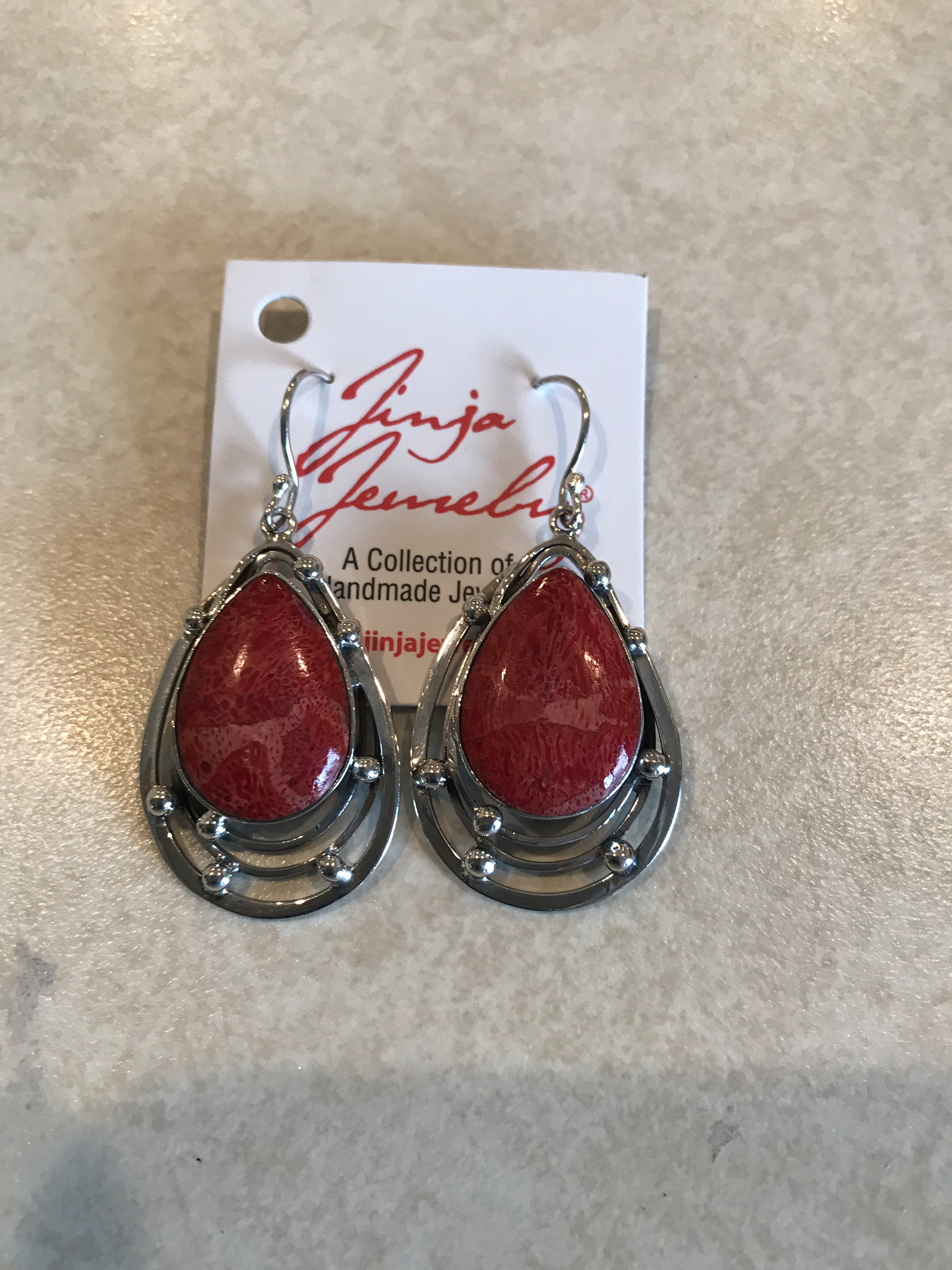 Black Shell with Rings of Sterling Silver Earrings